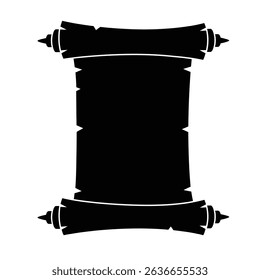 Ancient scroll parchment paper black silhouette.