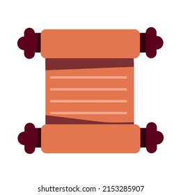 Ancient scroll semi flat color vector object. Historic discovery. Full sized item on white. Historical artifact. Simple cartoon style illustration for web graphic design and animation