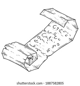 Ancient scroll. Vector parchment with letters.