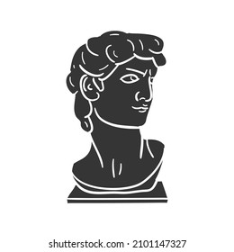 Ancient Sculpture Icon Silhouette Illustration. Bust Antique History Vector Graphic Pictogram Symbol Clip Art. Doodle Sketch Black Sign