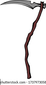 ancient scythe with a long blade ( vector element, Halloween )