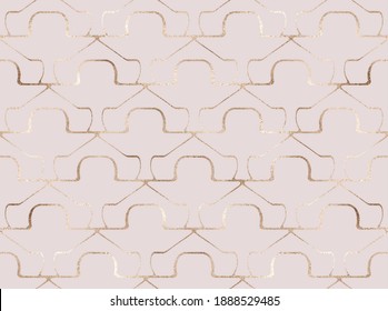 Ancient seamless pattern with gold decorative shape tiles.