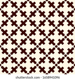 Altes nahtloses Muster. Orientalische Verzierung von Geschirr. Arabesque-Mosaik-Oberflächendruck. Wiederholte Kreuze auf motivem Hintergrund. Eklektische Ziertapeten. Abstraktes Digitalpapier der Vektorillustration