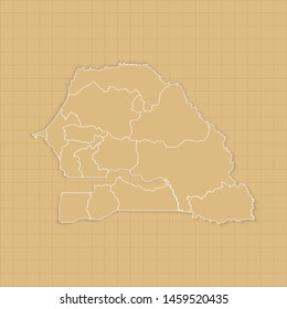 Ancient Senegal map old paper background with space for text. Vector illustration EPS10.