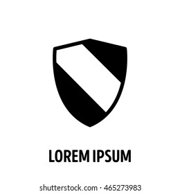 Ancient shield with emblem in modern line design. For safe, guard, protection, security, shield and other illustration. Vector illustration on a white background. 