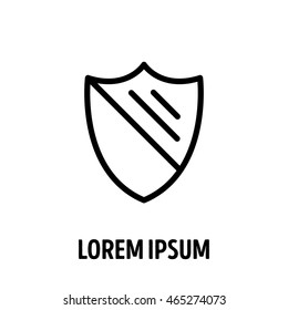 Ancient shield with emblem in modern line design. For safe, guard, protection, security, shield and other illustration. Vector illustration on a white background. 