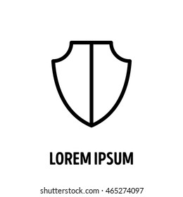 Ancient shield with emblem in modern line design. For safe, guard, protection, security, shield and other illustration. Vector illustration on a white background. 