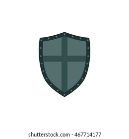 Ancient shield icon in flat style on a white background