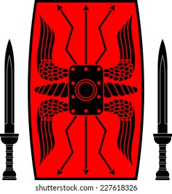 ancient shield and swords. vector illustration