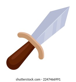 Ancient short poisoned assassin dagger of warrior vector illustration. Cartoon drawing of old weapon on white background. War, weapon concept for game design
