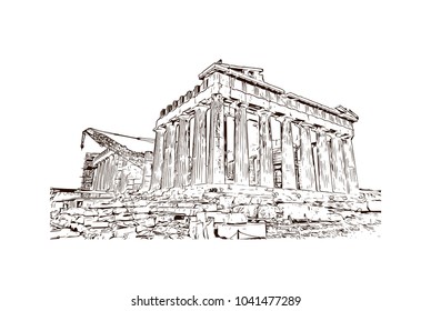 Ancient Sites Athens Greece Hand Drawn Stock Vector (Royalty Free ...