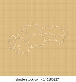 Ancient Slovakia map old paper background with space for text. Vector illustration EPS10.