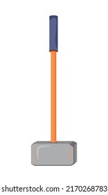 Objeto vectorial de color semisplano del martillo antiguo. Equipamiento para artesanos. arma de mitología griega. Elemento de tamaño completo sobre blanco. Ilustración simple de estilo de dibujos animados para diseño gráfico web y animación