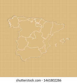 Ancient Spain map old paper background with space for text. Vector illustration EPS10.