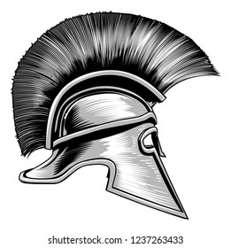 An ancient Spartan Greek, Trojan or Roman gladiator warrior helmet