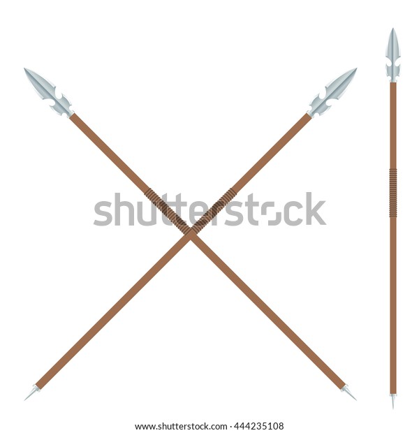 Ancient Spear Metal Blade Wooden Handle Stock Vector (Royalty Free ...