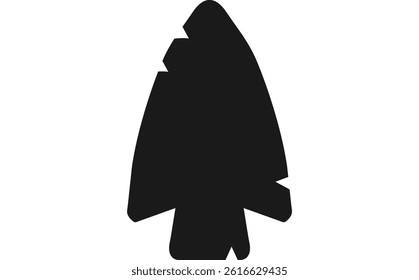 Ancient spearhead with traces of battle in four places, black icon.