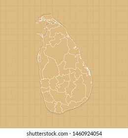 Ancient Sri Lanka map old paper background with space for text. Vector illustration EPS10.
