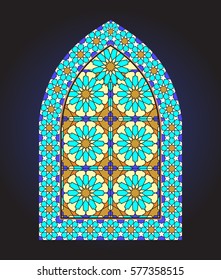 Ancient stained glass ornamental window