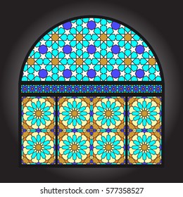 Ancient stained glass ornamental window