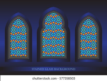 Ancient stained glass ornamental windows 