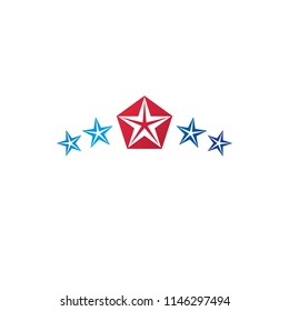 Ancient Star emblem. Heraldic vector design element, 5 stars award symbol.  Retro style label, heraldry logo.
