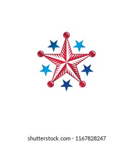 Ancient Star emblem. Heraldic vector design element, 5 stars award symbol.  Retro style label, heraldry logo.