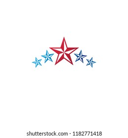 Ancient Star emblem. Heraldic vector design element, 5 stars award symbol.  Retro style label, heraldry logo.