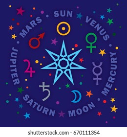 «Septener». 
The Ancient Star of Medieval magicians. 
Seven classical planets of Astrology. 
(Gem version).