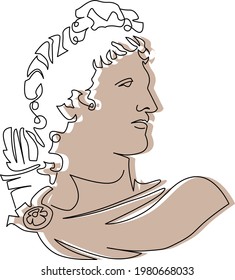 Ancient statue appolo archer line art print on shopping bag sticker 