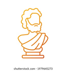 Ancient statue gradient linear vector icon. Art history. Ancient greek sculpture. Sculpted philosopher bust. Thin line color symbols. Modern style pictogram. Vector isolated outline drawing