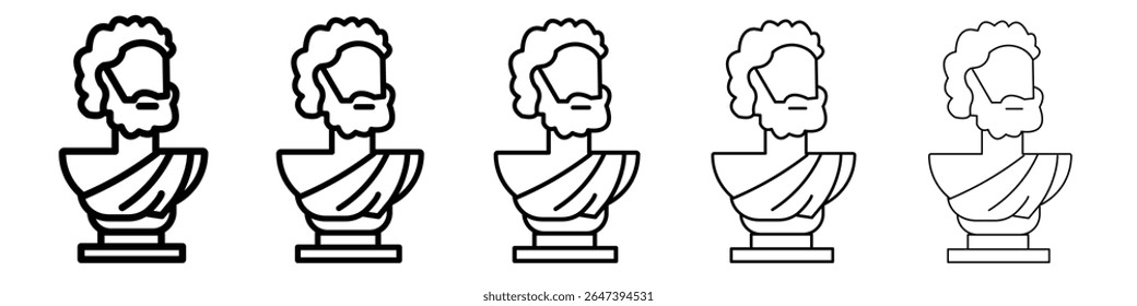 Conjunto de ilustración plana de icono de estatua antigua logotipo