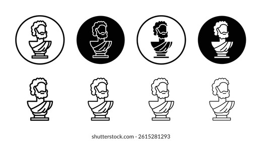 Ancient statue icon Flat simple outline set