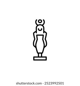 Ícone da estátua antiga. Esquema minimalista de uma estátua histórica com um cocar, simbolizando civilizações antigas. Perfeito para conteúdo educacional ou pesquisa histórica. Ilustração vetorial.