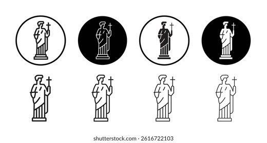 Ancient statue icon Thin line illustration set