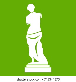 Ancient statue icon white isolated on green background. Vector illustration