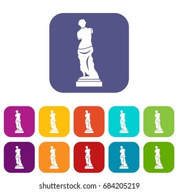 Ancient statue icons set