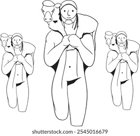 ícone da arte antiga da linha da estátua
