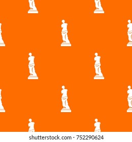 Ancient statue pattern repeat seamless in orange color for any design. Vector geometric illustration