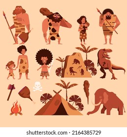 Ancient Stone Age Design Elements Caveman Stock Vector (Royalty Free ...