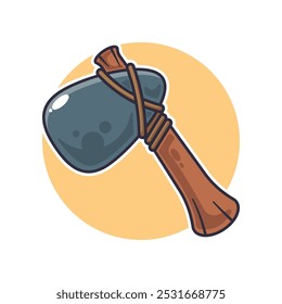 ancient stone axe - cartoon vector illustration. design element for poster, brochure, web, mascot, sticker, logo and icon.