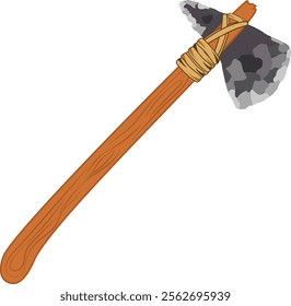 ancient stone axe, Ancient tool and weapon in flat style.