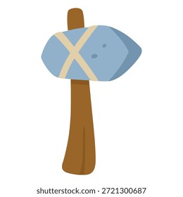 Antigua herramienta de hacha de piedra arma cavernícola Ilustración vectorial de color plano diseño de Plantilla