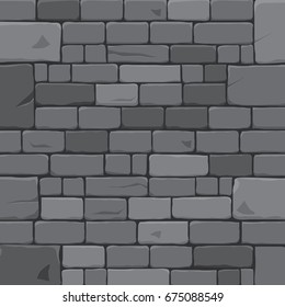 Ancient stone block wall, Grey brick wall background. Vector illustration. 