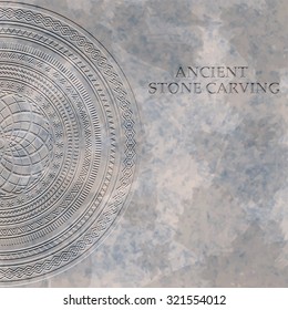 Ancient stone carving geometric pattern/ornament
