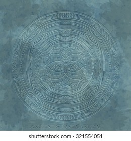 Ancient stone carving geometric pattern/ornament