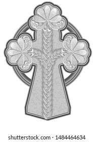 ancient stone cross isolated on a white backgeound
