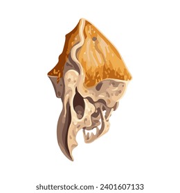 ancient stone fossil watercolor illustration