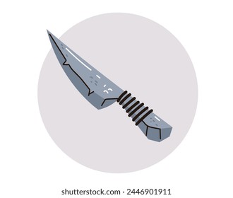 Antikes altes Steinmesser isoliert auf weißem Hintergrund. Vektorgrafik Flaches Grafikdesign Element Konzept Illustration
