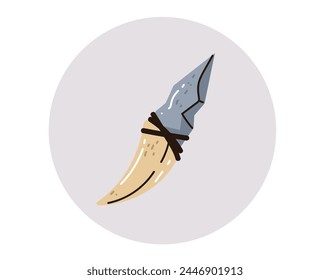 Ancient stone old knife isolated on white background. Vector flat graphic design element concept illustration